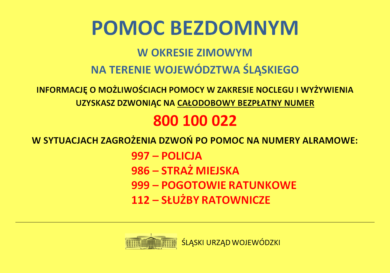 POMOC BEZDOMNYM - 800 100 022