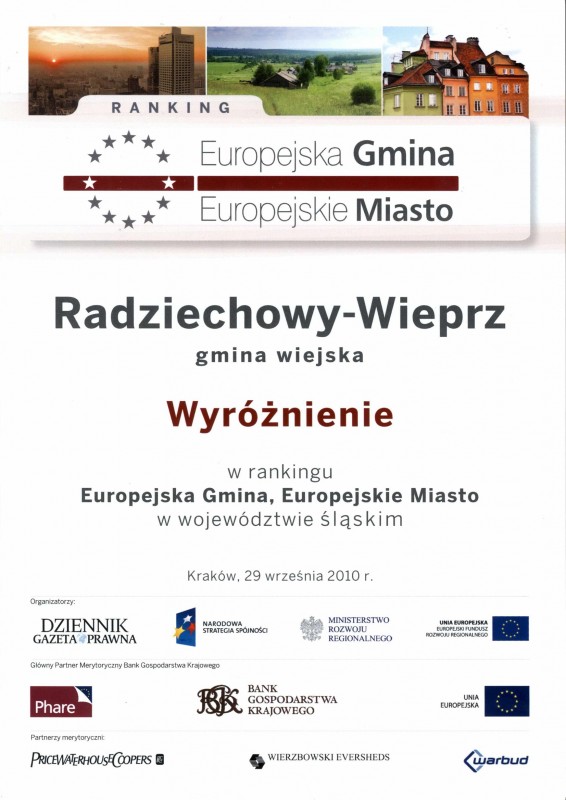 Wyróżnienie dla Gminy Radziechowy-Wieprz