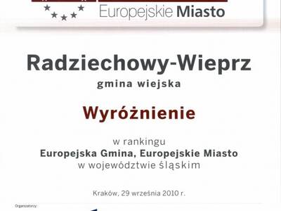 Wyróżnienie dla Gminy Radziechowy-Wieprz