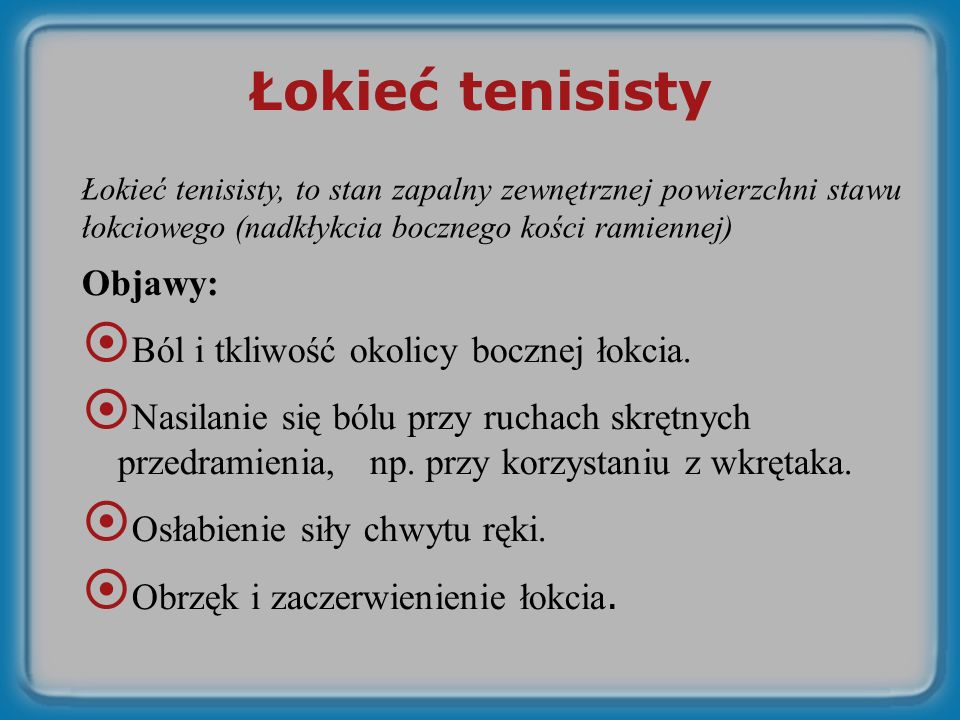 Czy łokieć tenisisty spotyka tylko graczy w tenisa ?