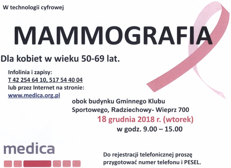 Mammografia - dla kobiet w wieku 50-69 lat