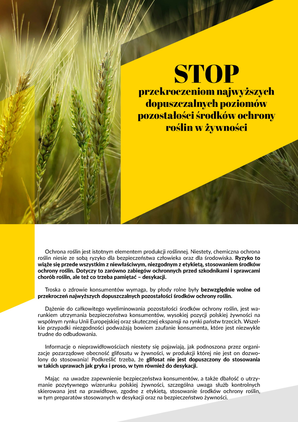 STOP przekroczeniom najwyższych dopuszczalnych poziomów pozostałości środków ochrony roślin w żywności