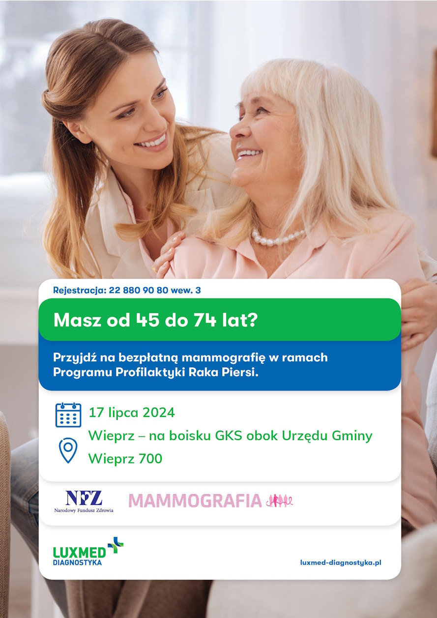 Bezpłatne badania mammograficzne w mobilnej pracowni mammograficznej LUX MED - Wieprz, 17 lipca 2024...